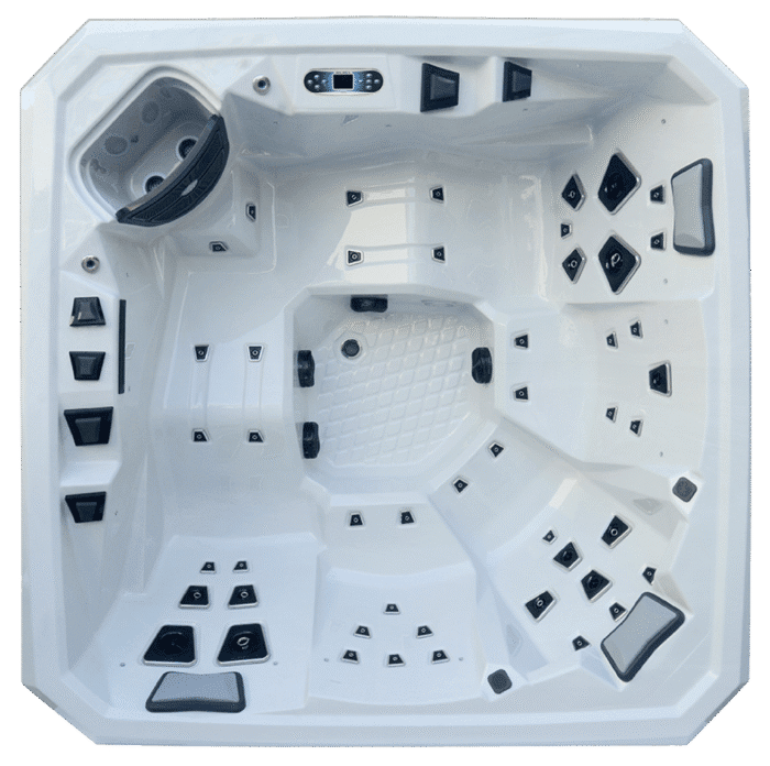 EX DEMO PALM SPAS LUNA LUXURY HOT TUB 5 SEAT WITH TWIN LOUNGER HOT TUB WITH BALBOA CONTROLS AND HEATER